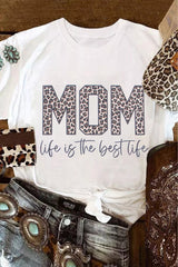White MOM life is the best life Graphic T Shirt White 95%Polyester+5%Elastane Graphic Tees JT's Designer Fashion