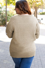 Khaki Star Pattern Drop Shoulder Plus Size Sweater Plus Size Sweaters & Cardigans JT's Designer Fashion