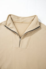 Smoke Gray Zip-up Stand Neck Kangaroo Pocket Sweatshirt Sweatshirts & Hoodies JT's Designer Fashion