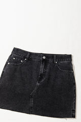 Carbon Grey Mineral Wash Ripped Raw Hem Denim Mini Skirt Skirts & Petticoat JT's Designer Fashion
