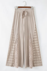 Smoke Gray Boho Lace Patchwork Wide Leg High Waist Pants Pants & Culotte JT's Designer Fashion