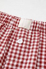 Red Gingham Printed High Waist Shorts Casual Shorts JT's Designer Fashion