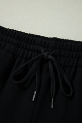 Black Solid Color Fleece Lined Drawstring Waist Casual Pants Pants & Culotte JT's Designer Fashion
