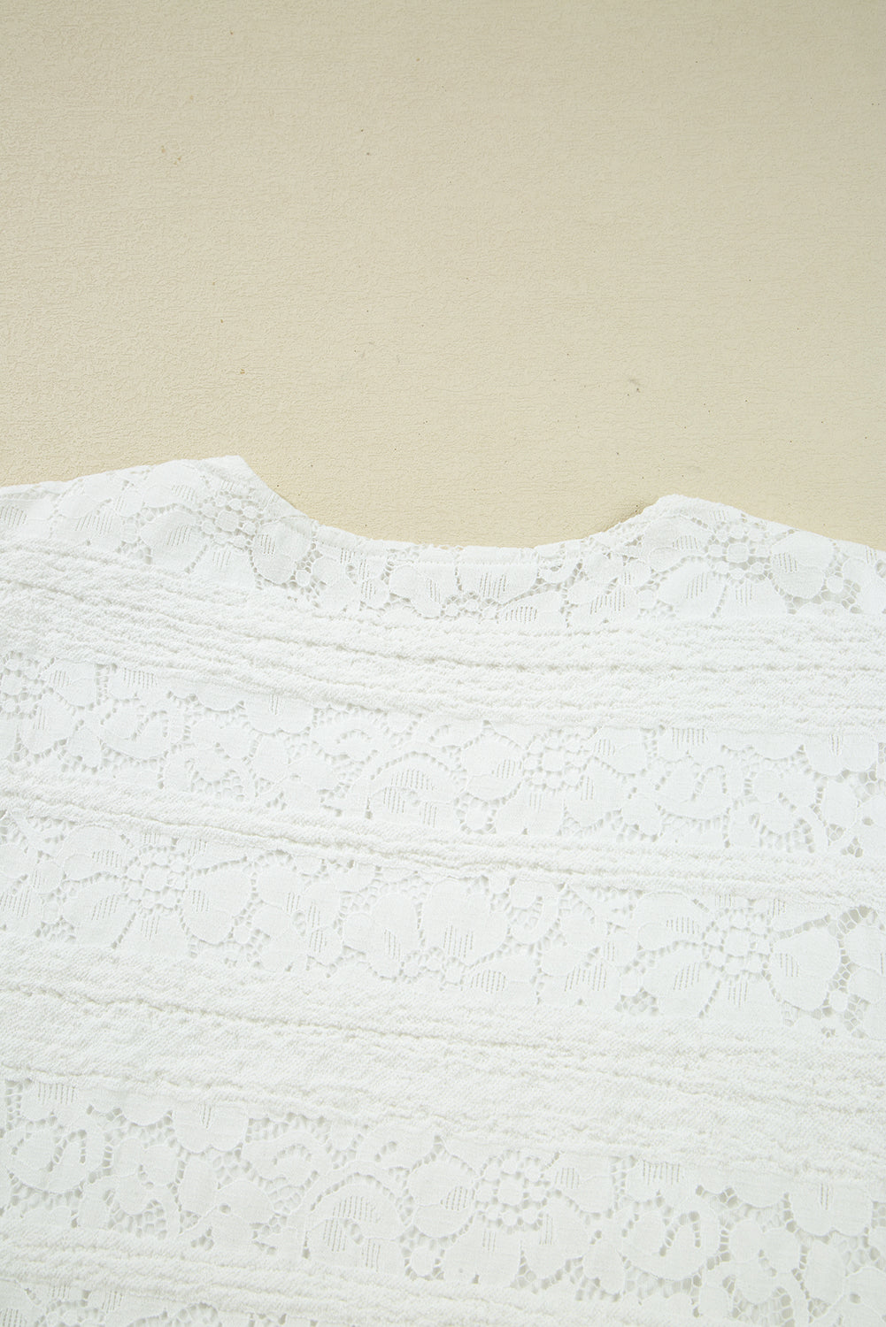 White Lace Crochet Round Neck Puff Sleeve Shift Mini Dress Mini Dresses JT's Designer Fashion