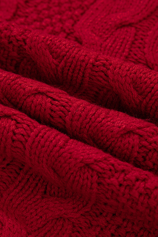 Racing Red Color Contrast Edge Cable Knit Buttoned Cardigan Cardigans JT's Designer Fashion