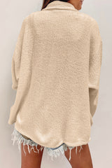 Apricot Solid Color Corduroy Buttoned Long Sleeve Shacket Jackets JT's Designer Fashion