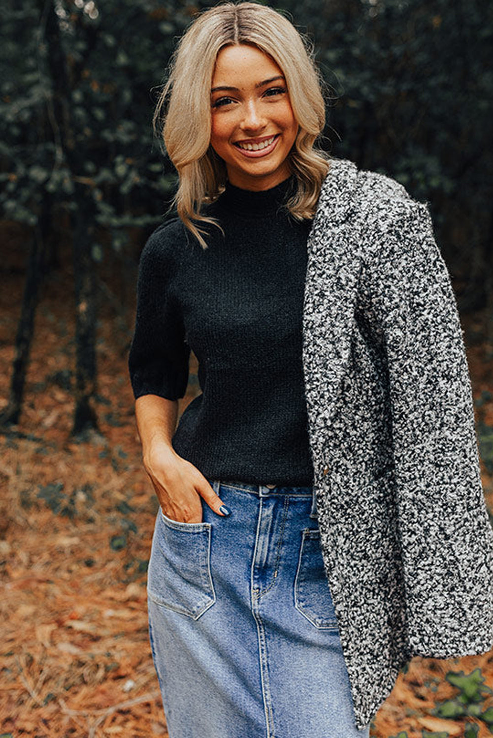 Black Knotted Keyhole Nape Short Sleeve Knit Sweater Top Sweaters & Cardigans JT's Designer Fashion