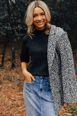 Black Knotted Keyhole Nape Short Sleeve Knit Sweater Top Sweaters & Cardigans JT's Designer Fashion
