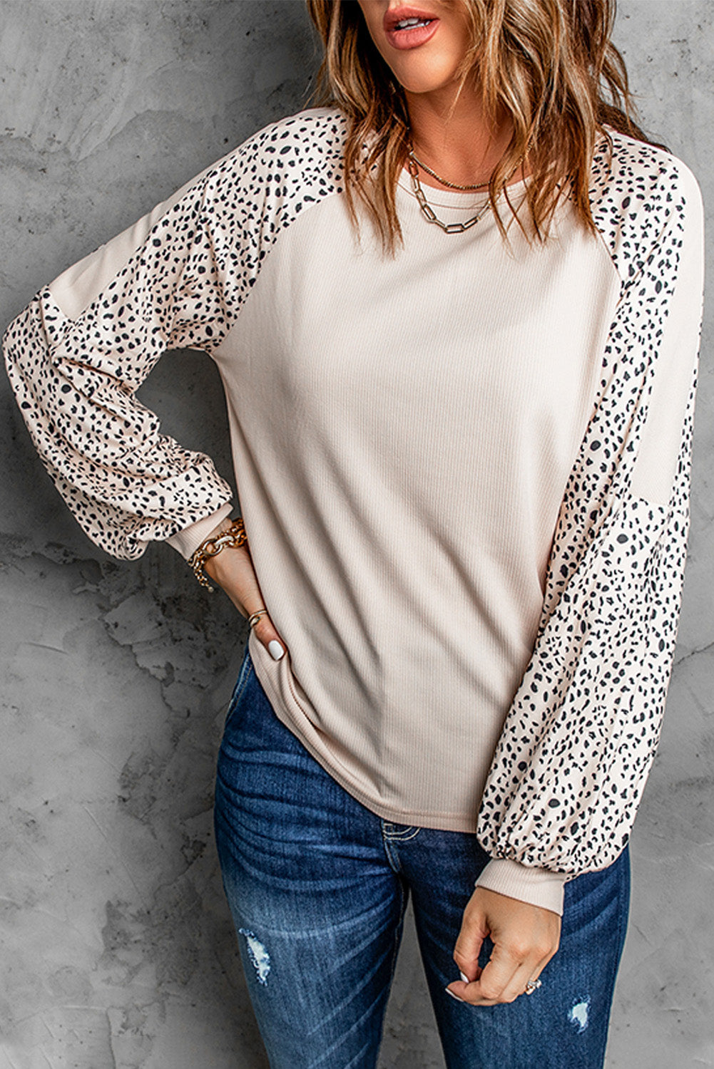 Leopard Print Pullover Top Long Sleeve Tops JT's Designer Fashion