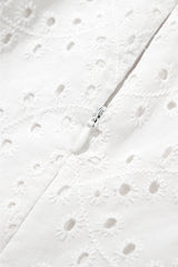 White Floral Eyelet Embroidered Sleeveless Shift Dress Mini Dresses JT's Designer Fashion