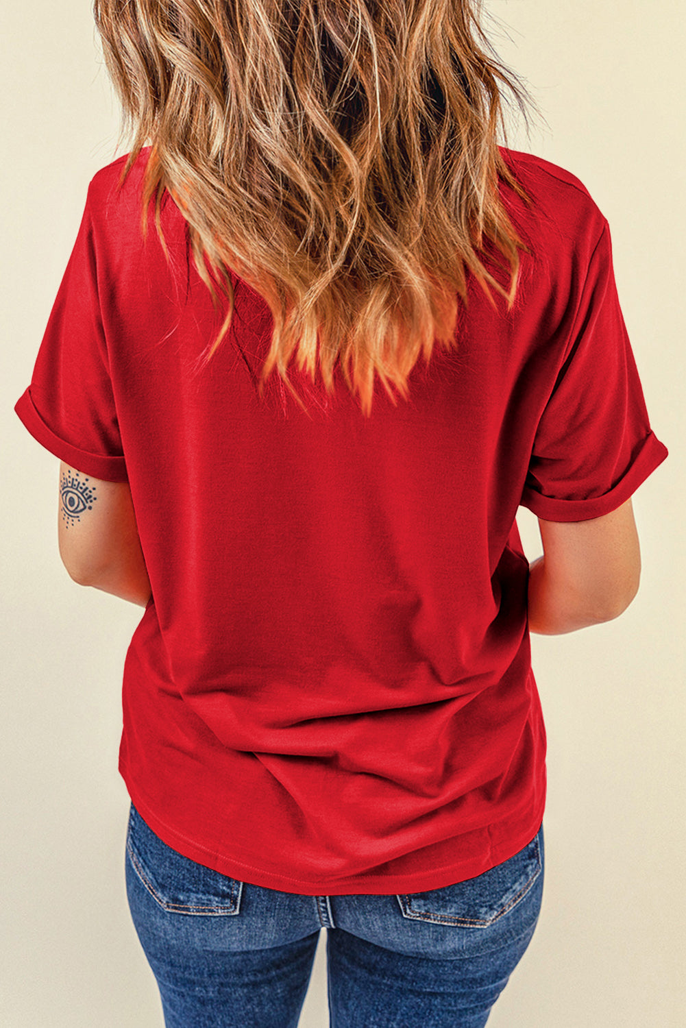 Red Checkered LOVE Letter Graphic Valentines T Shirt Graphic Tees JT's Designer Fashion