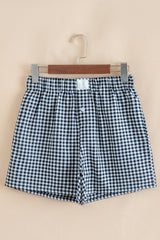 Black Gingham Printed High Waist Shorts Casual Shorts JT's Designer Fashion