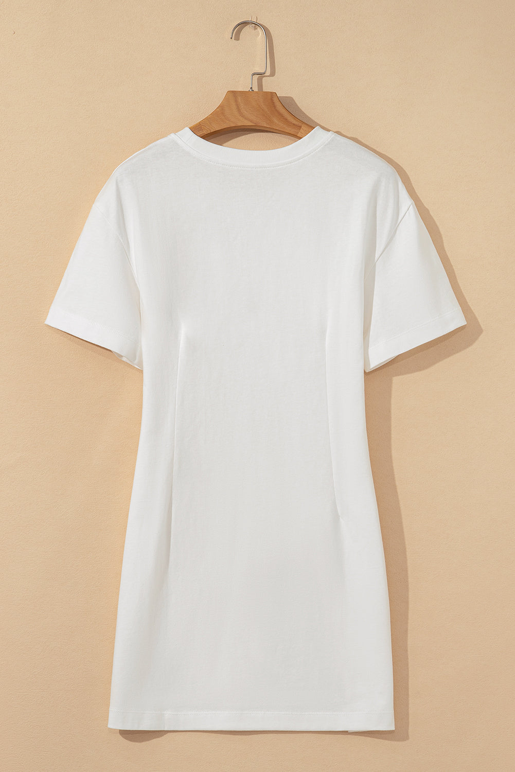 White Drop Shoulder Crew Neck Shift T Shirt Dress T Shirt Dresses JT's Designer Fashion