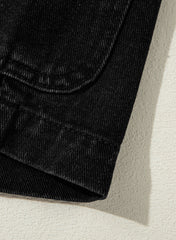 Black Side Pockets Lapel Collar Denim Jacket Denim Jackets JT's Designer Fashion