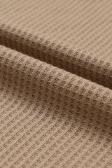 Khaki Waffled Expose Seam Drawstring Hoodie Sweatshirts & Hoodies JT's Designer Fashion