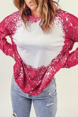 Fiery Red Tie-dyed Crew Neck Pullover Sweatshirt Sweatshirts & Hoodies JT's Designer Fashion