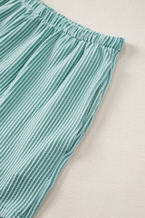 Iceland Blue Ribbed Textured Knit Loose Fit Tee and Shorts Set Short Sets JT's Designer Fashion