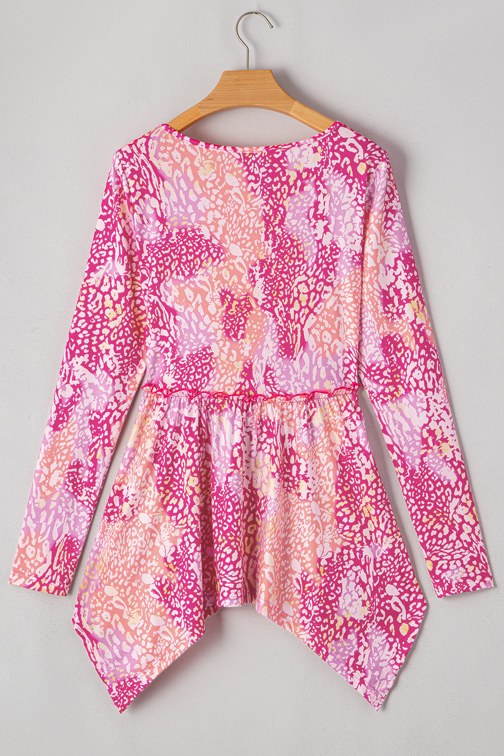 Rose Classic Leopard Print Handkerchief Hem Tunic Top Blouses & Shirts JT's Designer Fashion