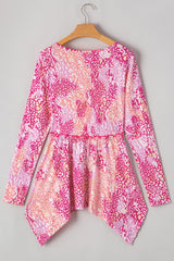 Rose Classic Leopard Print Handkerchief Hem Tunic Top Blouses & Shirts JT's Designer Fashion
