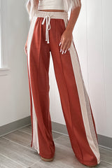 Flamingo Color Block Drawstring High Waist Wide Leg Pants Pants & Culotte JT's Designer Fashion