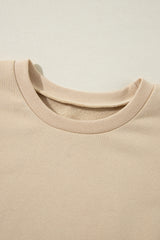 Apricot Solid Fleece Lined Drop Shoulder High Low Sweatshirt Sweatshirts & Hoodies JT's Designer Fashion