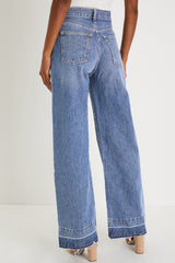 Dusk Blue Raw Hem Unique Cuffs Straight High Rise Loose Jeans Jeans JT's Designer Fashion