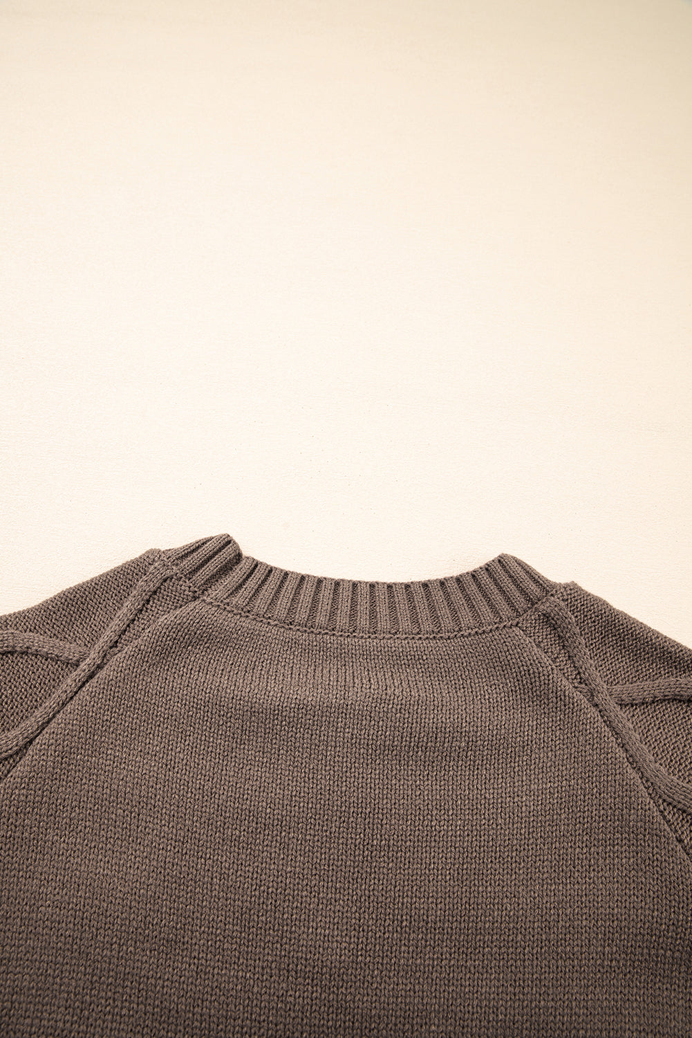 Light French Beige Western Geometric Patterned Crew Neck Knitted Sweater Sweaters JT's Designer Fashion