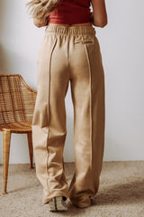 Smoke Gray Exposed Seam Drawstring High Waist Wide Leg Pants Pants & Culotte JT's Designer Fashion