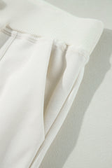 Beige Plain Cargo Pockets High Waist Casual Sweatpants Pants & Culotte JT's Designer Fashion