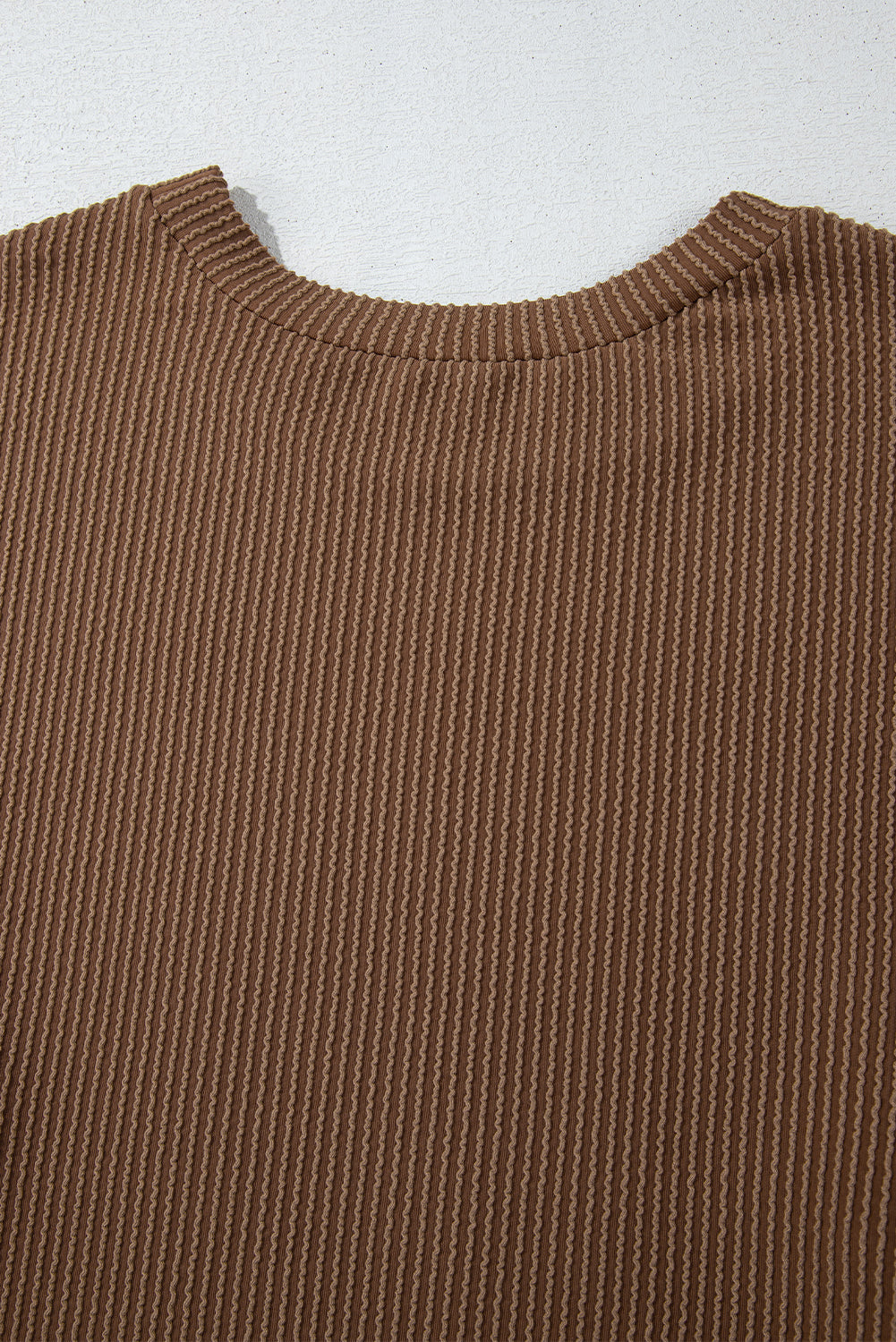Chestnut Corded Knit Long Sleeve Top and High Waist Shorts Set Short Sets JT's Designer Fashion