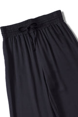 Black Drawstring Elastic Waist Casual Wide Leg Pants Pants & Culotte JT's Designer Fashion