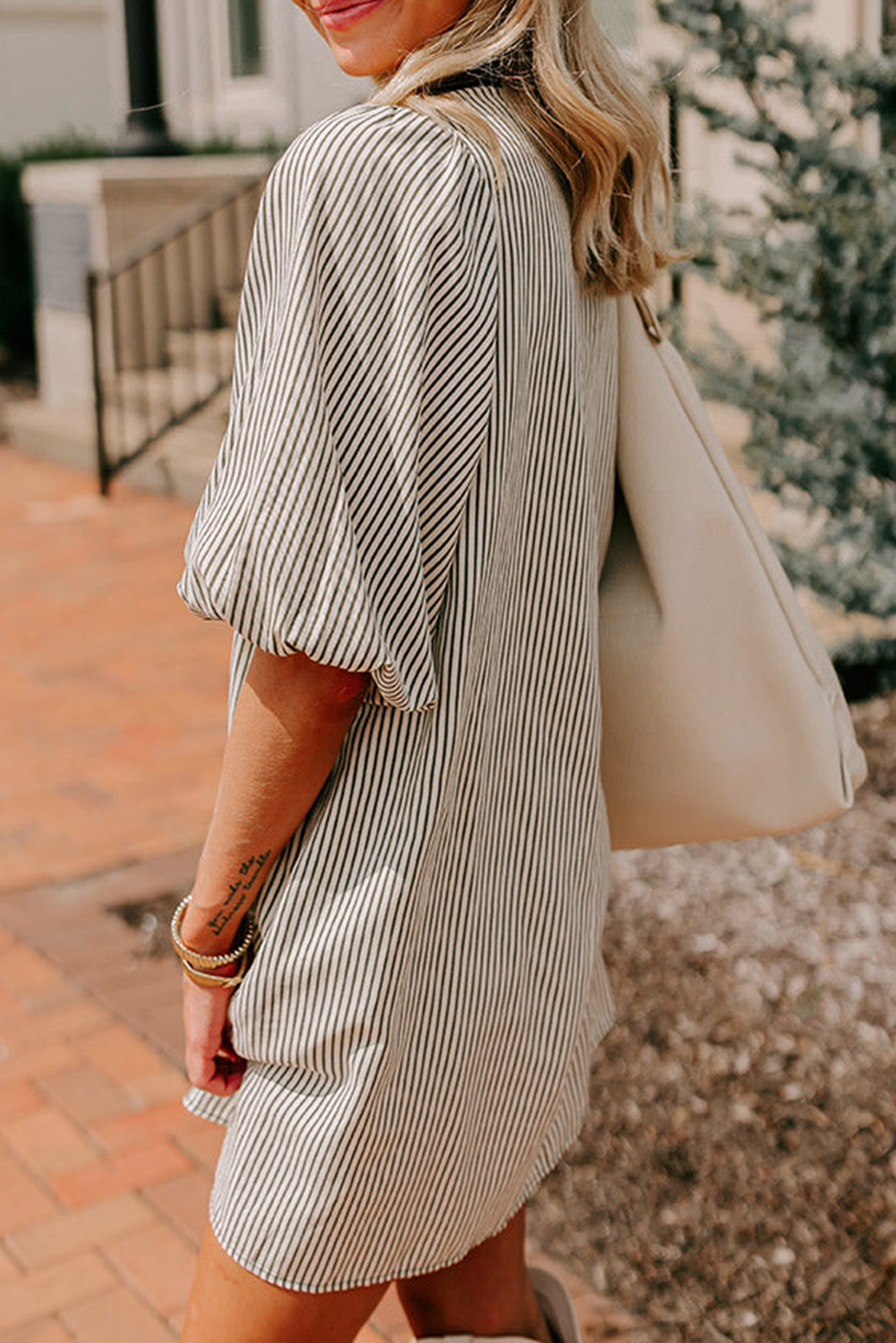 Green Patch Pockets Button Down Short Puff Sleeve Dress Mini Dresses JT's Designer Fashion