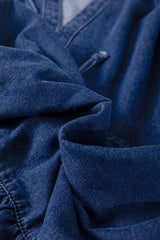 Blue Drawstring High Waist Puff Sleeve Denim Mini Dress Mini Dresses JT's Designer Fashion