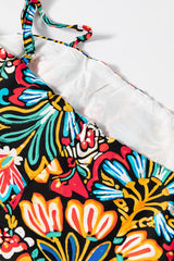 Black Boho Floral Print Thin Straps Sleeveless High Waist Maxi Dress Floral Dresses JT's Designer Fashion