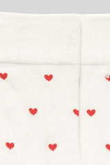 White Valentines Heart Pattern Cotton Socks Socks JT's Designer Fashion