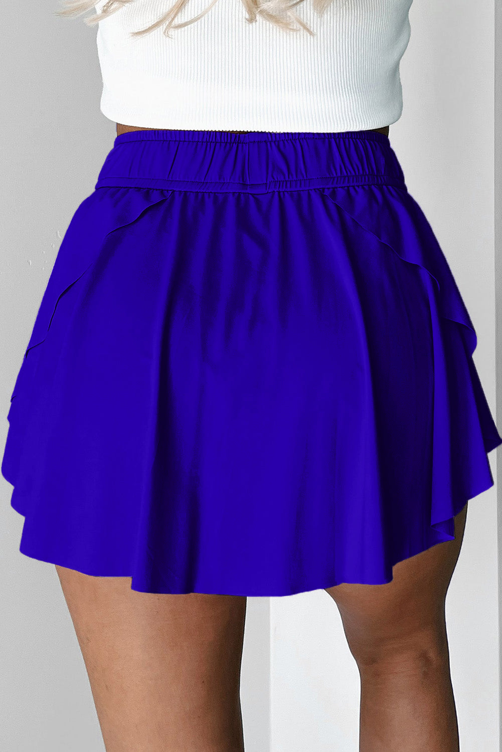 Dark Blue Drawstring High Waist Lined Tennis Skorts Skirts & Petticoat JT's Designer Fashion