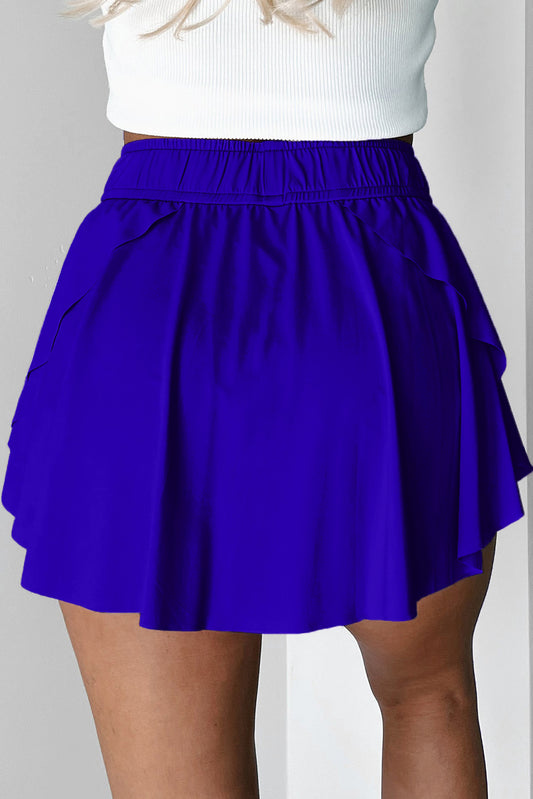 Dark Blue Drawstring High Waist Lined Tennis Skorts Skirts & Petticoat JT's Designer Fashion