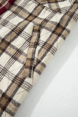 Red Mixed Plaid Patchwork Retro Shacket Plaid Shackets JT's Designer Fashion