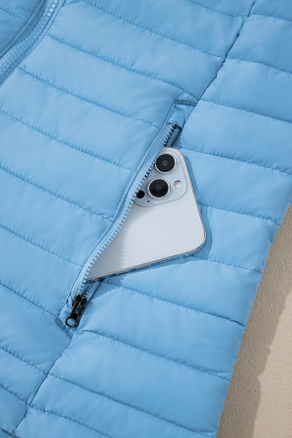 Myosotis Solid Color Quilted Zip-up Puffer Jacket Jackets JT's Designer Fashion