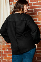 Black Pink Distressed Crinkle Patchwork Plus Size Top Plus Size JT's Designer Fashion