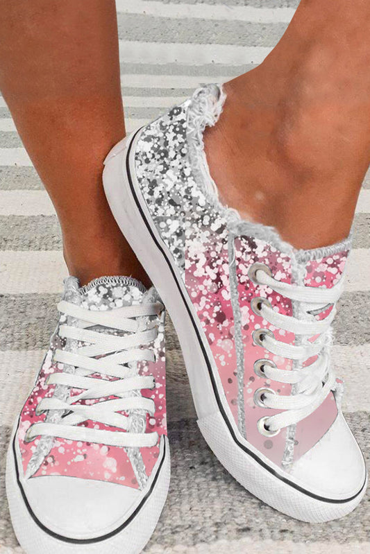 Pink Bleached Spots Canvas Shoes Pink 100%PVC Plastic Women's Shoes JT's Designer Fashion