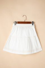 White Contrast Stitching Trim Knotted High Waist A-Line Mini Skirt Skirts & Petticoat JT's Designer Fashion