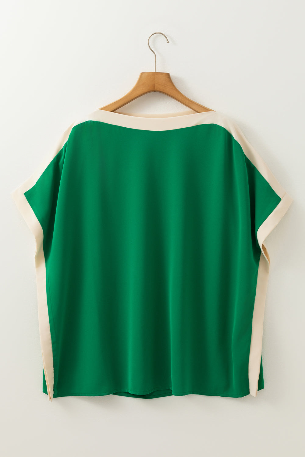 Green Oversized Color Block Boat Neck Tunic Blouse Blouses & Shirts JT's Designer Fashion