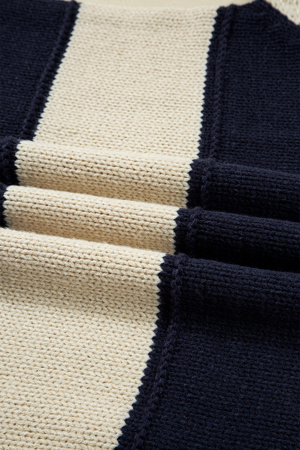 Blue Stripe Color Block PLus Size Drop Shoulder Sweater Plus Size Sweaters & Cardigans JT's Designer Fashion