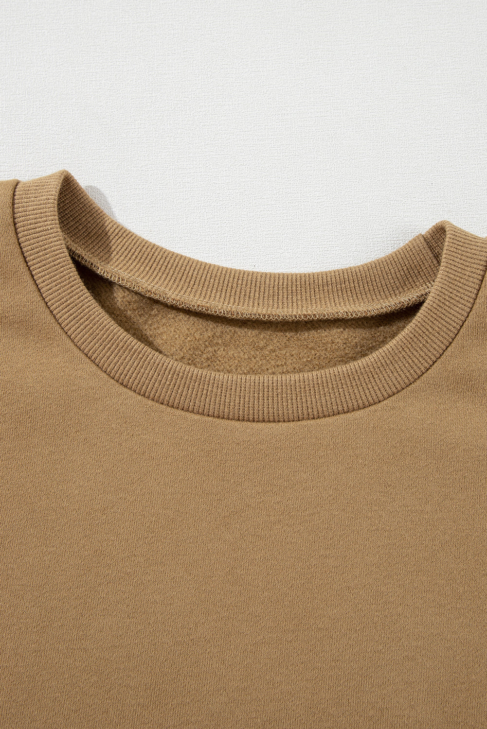 Camel Solid Fleece Lined Drop Shoulder High Low Sweatshirt Sweatshirts & Hoodies JT's Designer Fashion