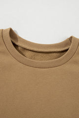 Camel Solid Fleece Lined Drop Shoulder High Low Sweatshirt Sweatshirts & Hoodies JT's Designer Fashion
