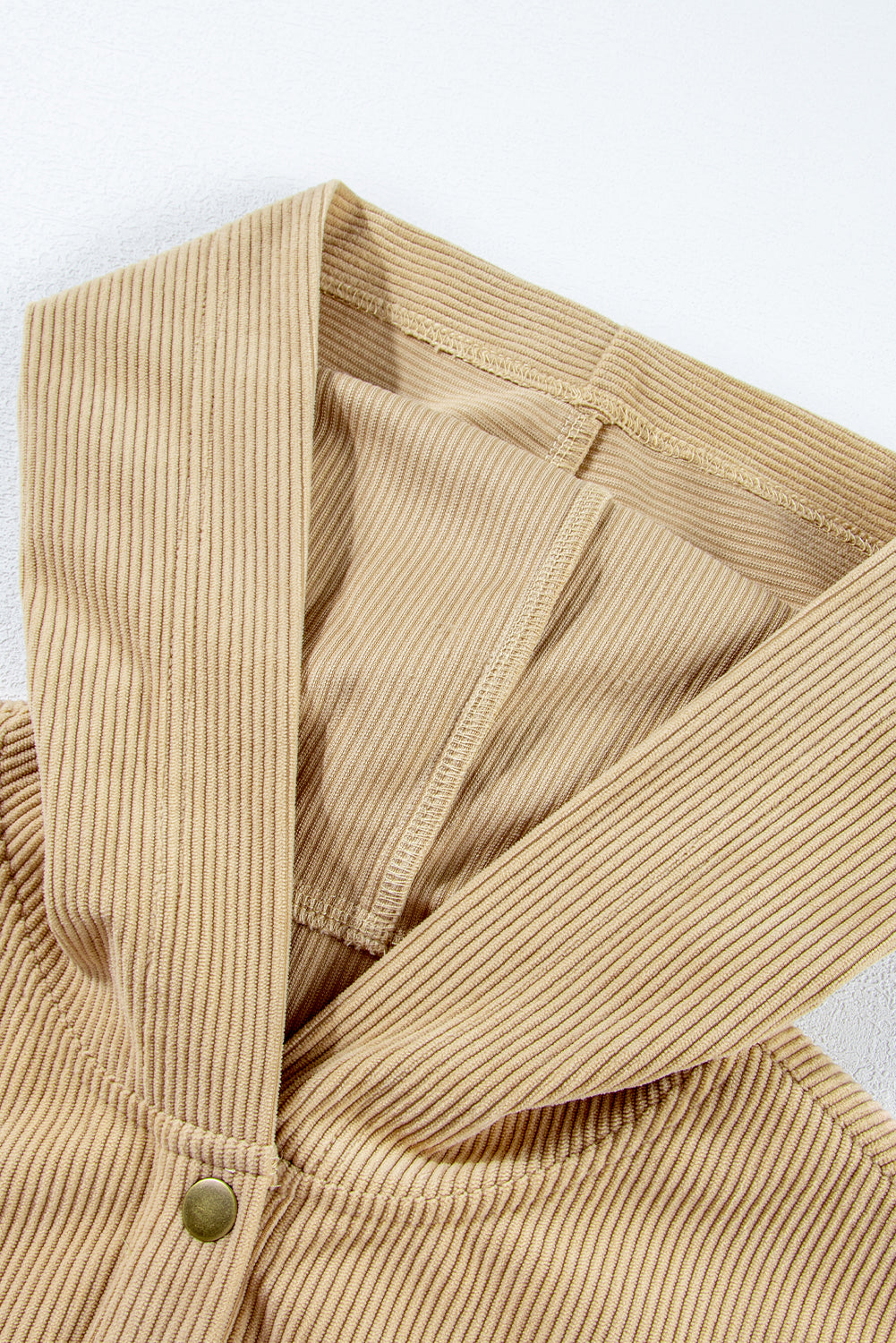 Simply Taupe Solid Ribbed Knit Buttoned Drop Shoulder Oversized Hoodie Sweatshirts & Hoodies JT's Designer Fashion