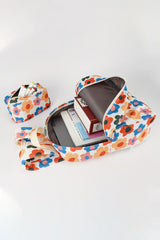 Khaki Flower Print Corduroy Backpack with Matching Pouch Backpacks JT's Designer Fashion
