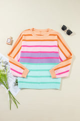 Multicolour Gradient Ribbed Edge Loose Sweater Sweaters JT's Designer Fashion