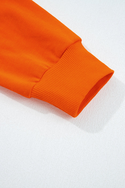 Orange Varsity Striped Sleeve Drop Shoulder Sweatshirt and Short Set Short Sets JT's Designer Fashion
